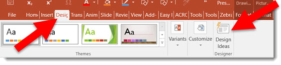 where is the design tab in powerpoint for mac