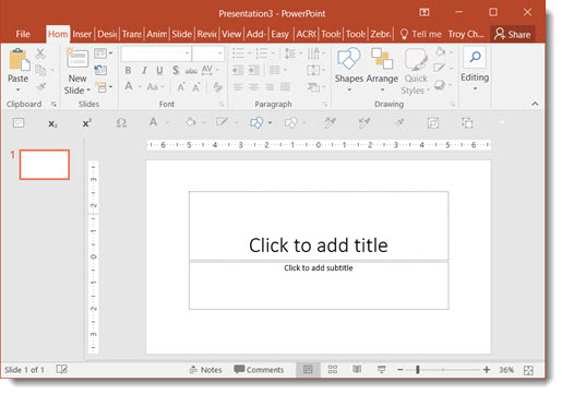 PowerPoint 2016 User Interface Color Options 2