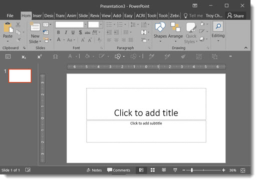 PowerPoint 2016 User Interface Color Options 3