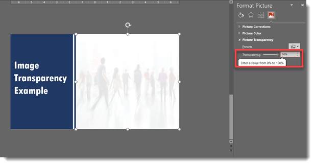 how to make a photo on powerpoint transparent